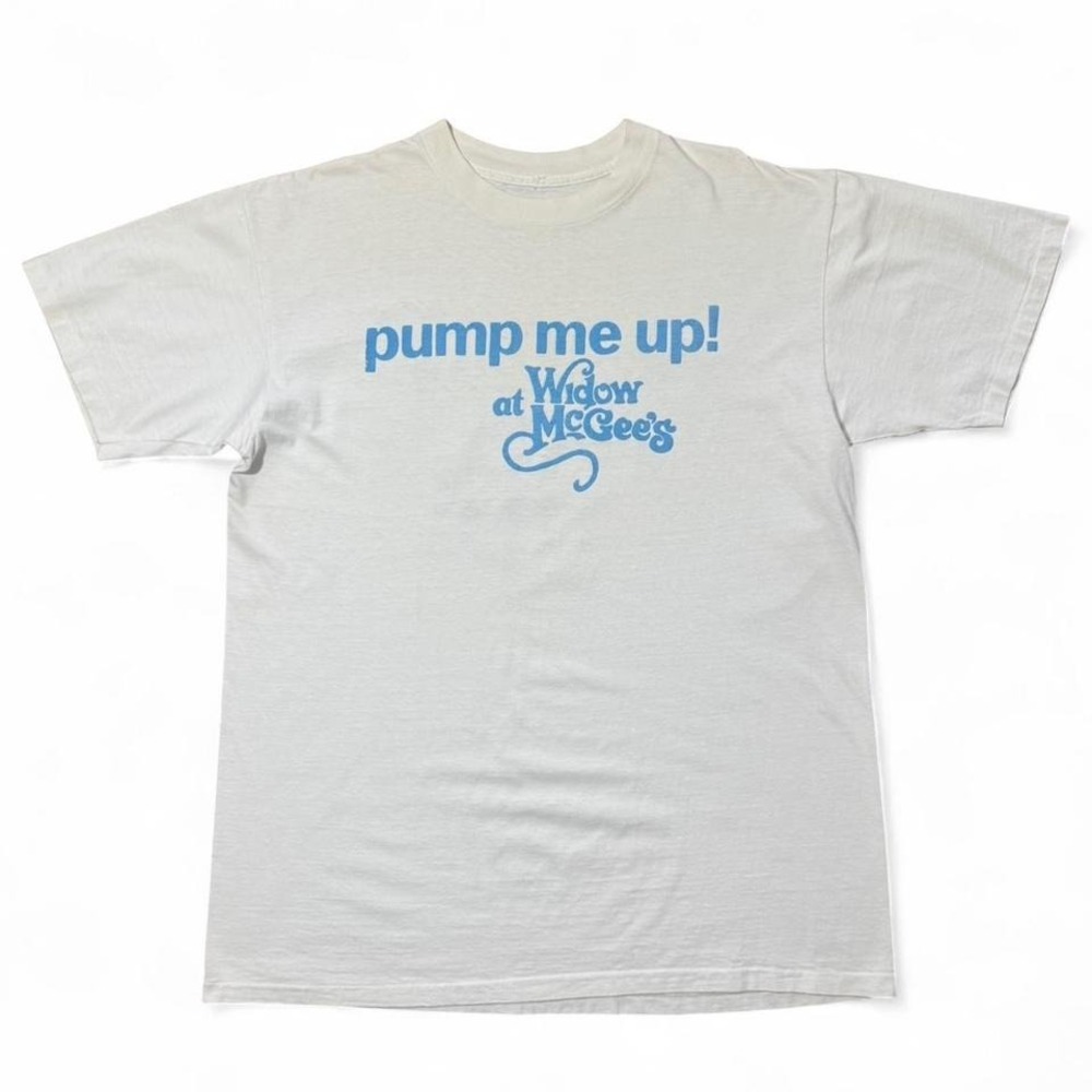 Vintage 90s Puff Print Pump Me Up at Widow Mcgees Novelty Joke T-shirt XL